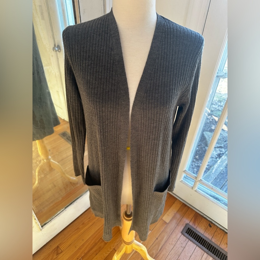 Eileen Fisher lightweight grey wool cardigan, xs